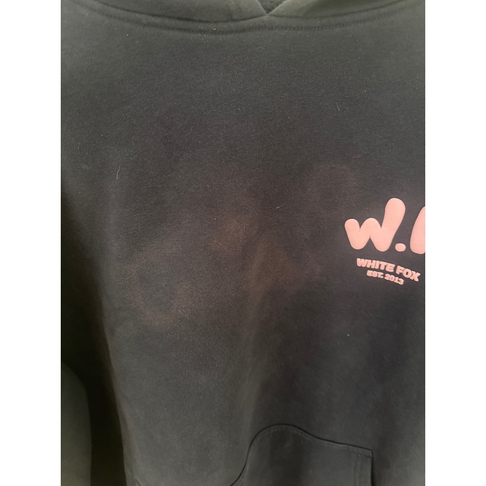 White Fox Boutique Navy Blue Pink Puff Print Oversized Hoodie Sweatshirt M/L - Picture 2 of 4